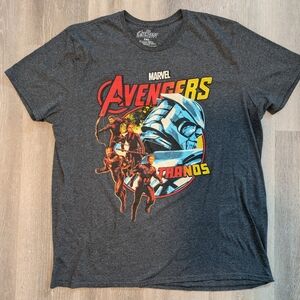 Marvel Avengers Men Size 2XL Short Sleeve T-Shirt Gray Endgame Thanos B5…